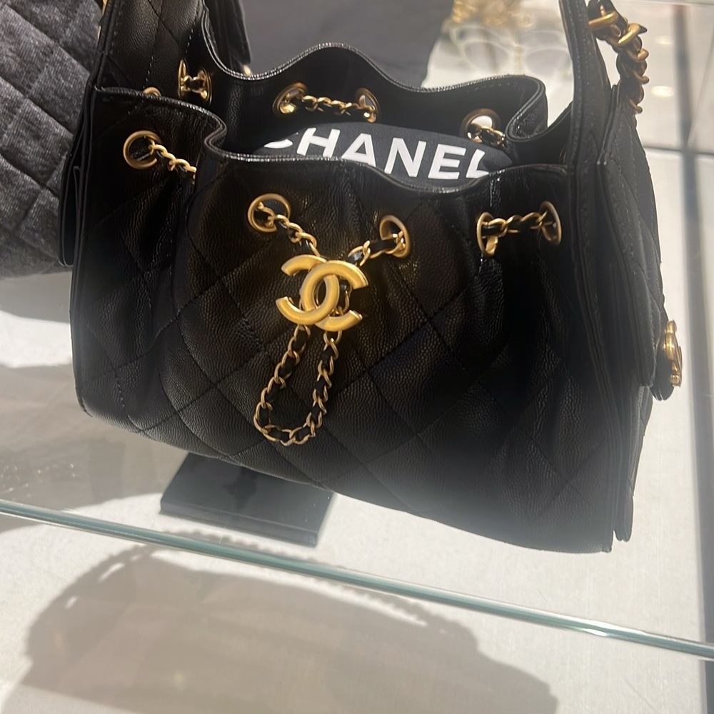 CHANEL MINI 25 Black Quilted Bag with Gold Hardware and CC Logo